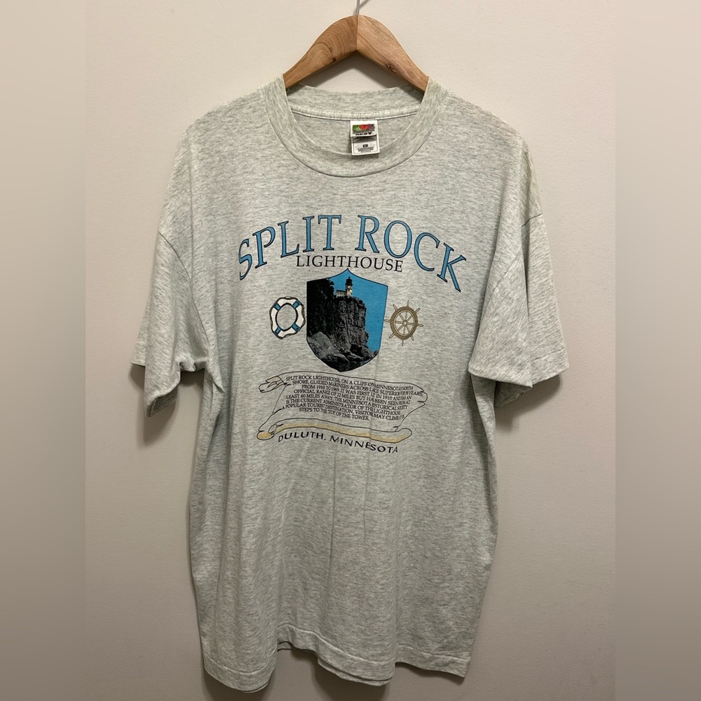 Vintage Split Rock Lighthouse Shirt Mens XL Blue 90s Single Stitch T-Shirt MN